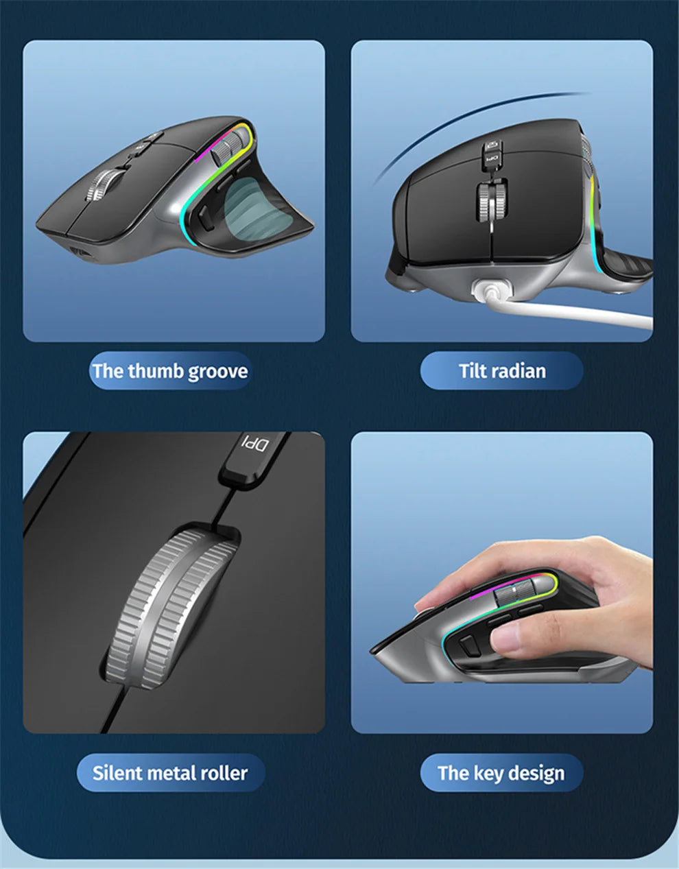 RGB Wireless Ergonomic Mouse