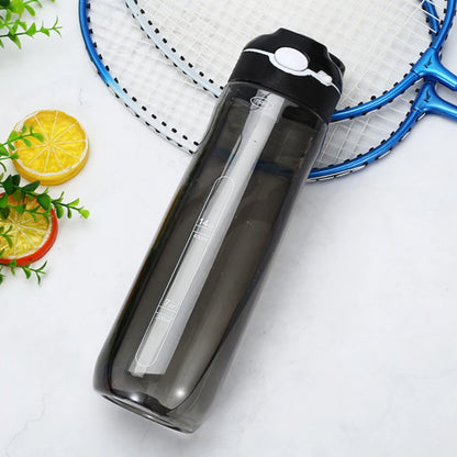 750ml Sports Water Bottle with straw For Camping Hiking Outdoor Plastic Transparent BPA Free Bottle For Men Drinkware